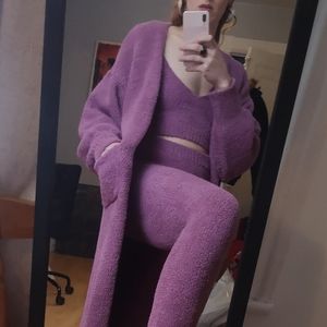 3-pc Fashion Nova cozy, housecoat/crop/legging set, mauve